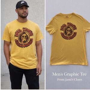 James Brown "Soul Power" Graphic Tee – Yellow Retro Soul Music T-Shirt [Size]
